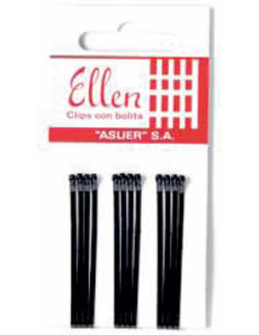 Horquillas Clip Negras Bolitas Ellen 12 Uni