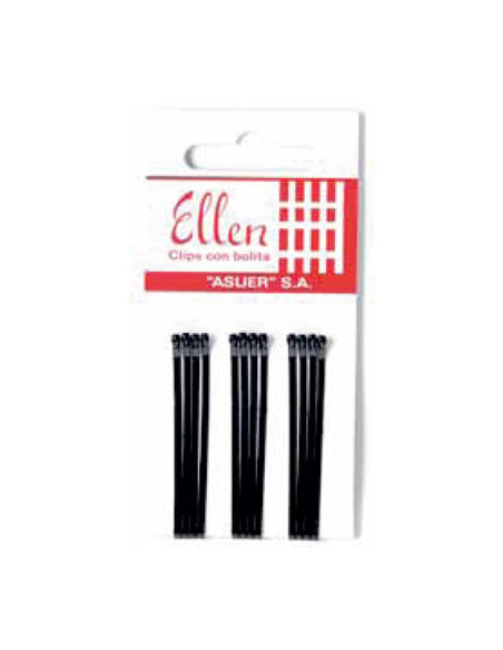 Horquillas Clip Negras Bolitas Ellen 12 Uni