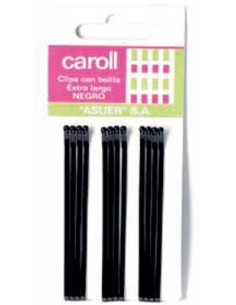 Horquillas Clip Negras Bolitas Largas Caroll 12Uni
