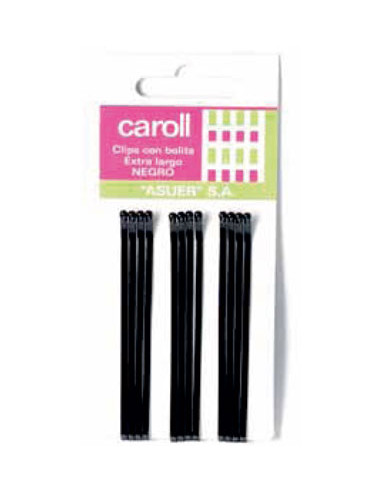 Horquillas Clip Negras Bolitas Largas Caroll 12Uni