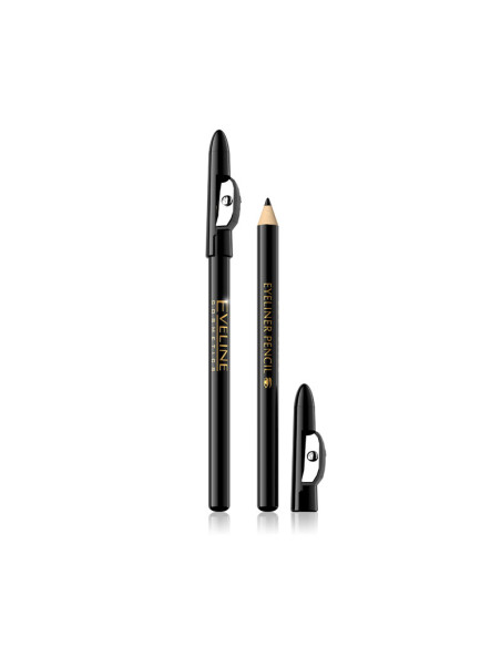 Lápiz Ojos Eyeliner Pencil Larga Duración Sacapuntas Eveline Negro Corto