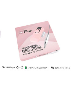 Torno Manicura Portatil Apro 35000Rpm Rosa/Blanco 2