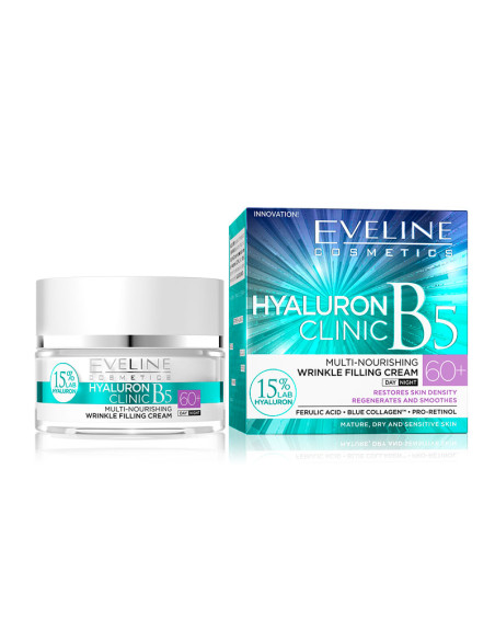 Crema Facial Dia/Noche 60+ Eveline Multinutritiva Hyaluronic B5 50Ml