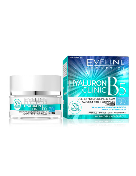 Crema Facial Dia/Noche 30+ Eveline Hidratante Hyaluronic B5 50Ml