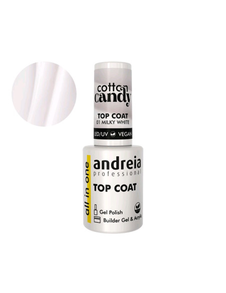 Top Coat Cotton Candy Andreia Gel Polish Milky White 10.5Ml