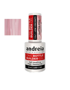 Gel Viscosidad Baja One Bottle Builder Gel Andreia Glitter Pink 14Ml