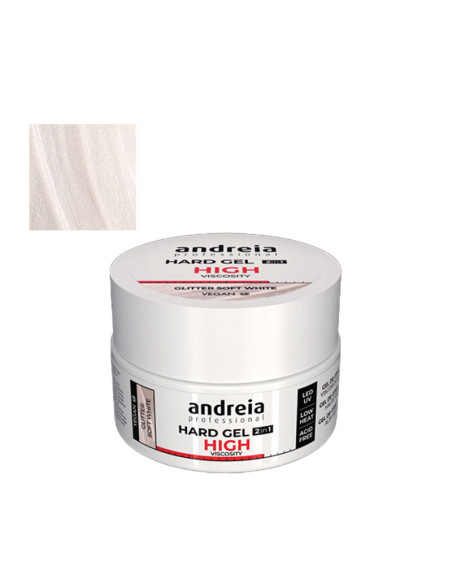 Gel Viscosidad Alta Hard Gel 2 En 1 Andreia Glitter Soft White 22Gr