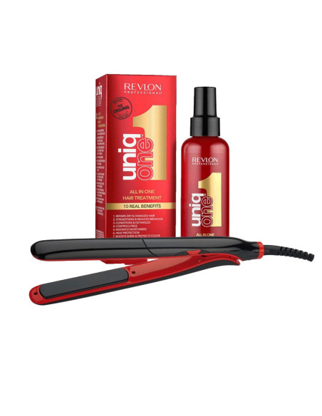 Pack Plancha Albi Roja Cerámica + Tratamiento Revlon Uniq One
