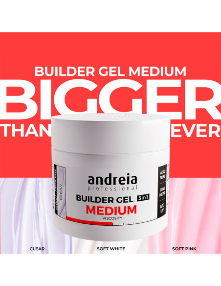 Gel Uñas Viscosidad Media Builder Gel 3 En 1 Andreia Clear 200Gr