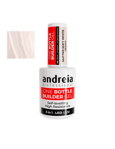Gel Viscosidad Baja One Bottle Builder Gel Andreia Glitter Soft White 14Ml