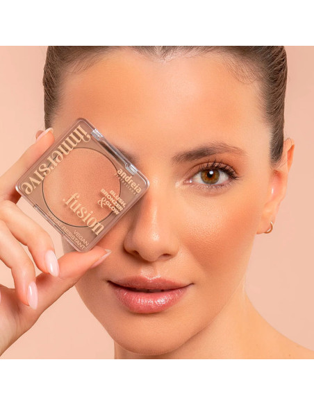 Polvo 3 En 1 Colorete Bronceador Iluminador Andreia Immersive Fusion Nº1