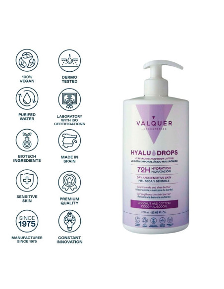 Loción Corporal Ácido Hialurónico Valquer Coco y Algodón 700Ml