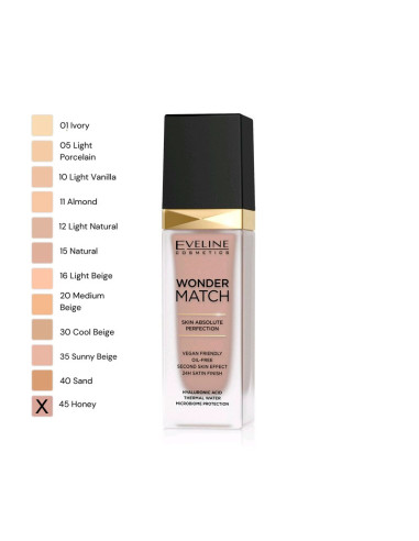 Maquillaje Wonder Match Eveline Nº45 Honey 30Ml