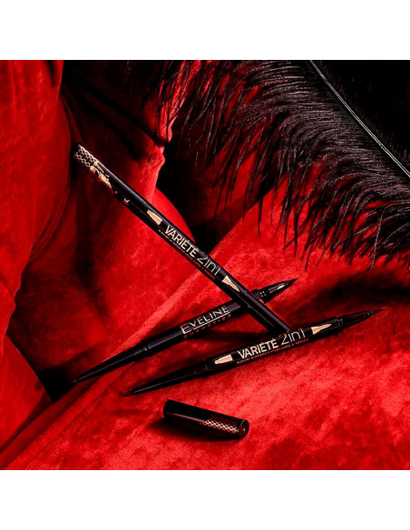 Eyeliner 2 En 1 Ultra Black Variete Double Effect Eveline Negro