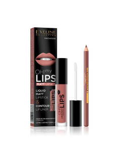 Kit Labios Eveline Oh My Lips Pintalabios Mate + Lápiz Nº2