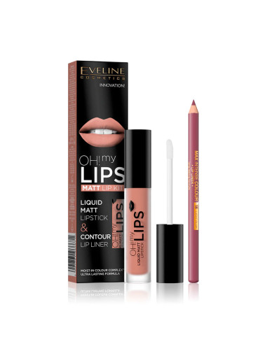Kit Labios Eveline Oh My Lips Pintalabios Mate + Lápiz Nº8