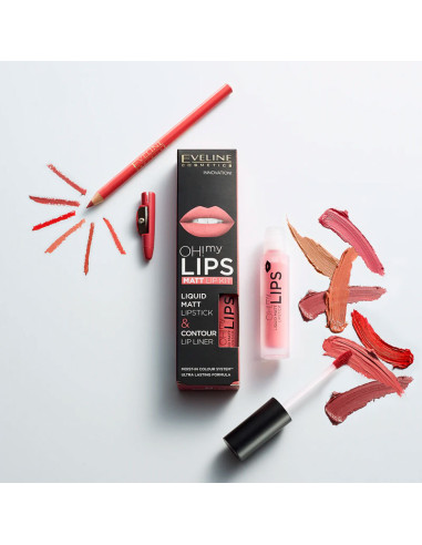 Kit Labios Eveline Oh My Lips Pintalabios Mate + Lápiz Nº14