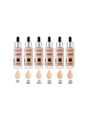 Maquillaje Matificante Liquid Eveline Con Pipeta Nº 40 Beige Calido 32Ml