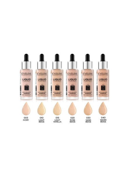 Maquillaje Matificante Liquid Eveline Con Pipeta Nº 40 Beige Calido 32Ml