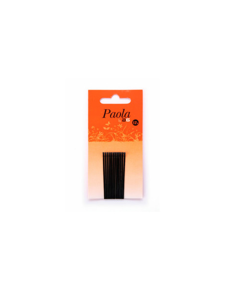 Horquillas Clip Negras Con Bolita Paola 12Uni