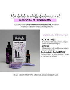 Pack Absoluk Aceite Nutrición +Tratamiento Unique +Cepillo De Regalo 2