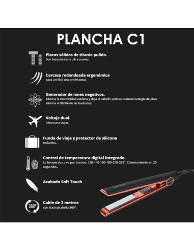Kit Plancha Corioliss C1 Black Copper + Plancha Mini C-Trip Regalo