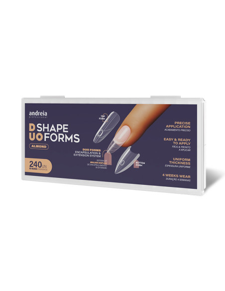 Moldes Uñas Dobles Andreia Duo Shape Forms Almond 240 Unds