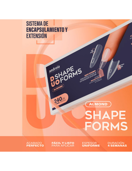 Moldes Uñas Dobles Andreia Duo Shape Forms Almond 240 Unds
