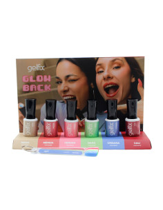 Pack 6 Esmaltes Semipermanente Katai Gelfix Colección Glow Back Regalo Expositor Y Carta Color