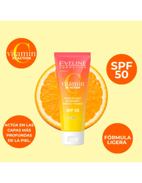Crema Facial Hidratante Vitamin C Eveline SPF 50 30Ml