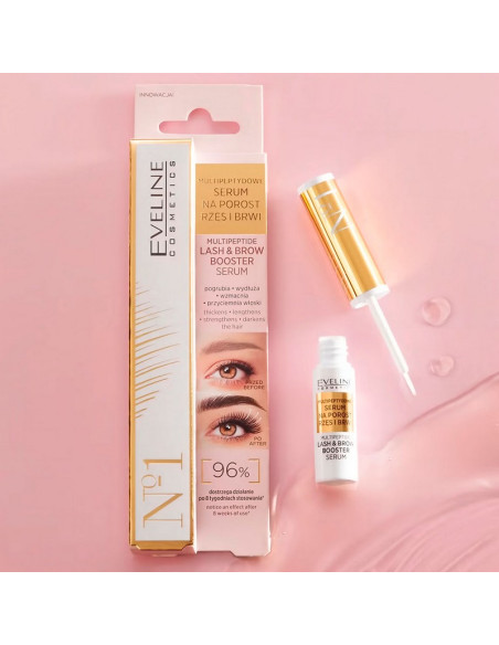 Sérum Estimulante Pestañas y Cejas Eveline Multipeptide Booster 4Ml