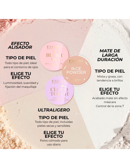Polvo Fijador Acabado Ligero Eveline Cloud Touch 10Gr