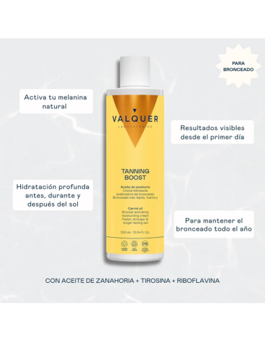 Crema Hidratante Aceleradora Bronceado Valquer Tanning Boost 300Ml