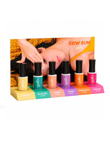 Pack 6 Esmaltes Semipermanente Katai Gelfix Colección Slow Sun Regalo Expositor Y Carta Color