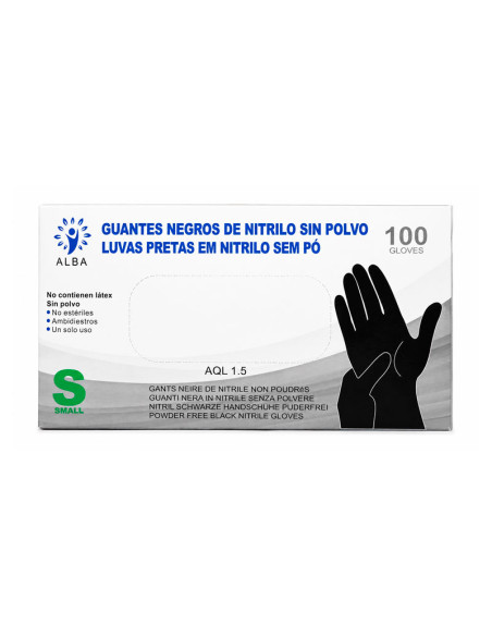 Guantes Nitrilo Negros Sin Polvo Talla S