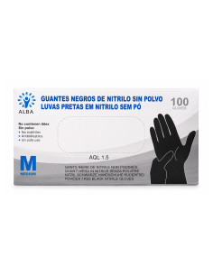 Guantes Nitrilo Negros Sin Polvo Talla M