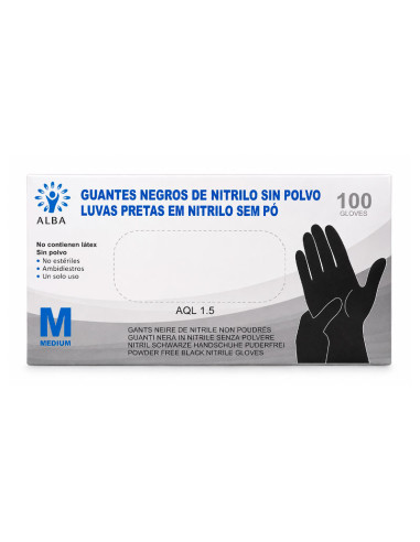 Guantes Nitrilo Negros Sin Polvo Talla M