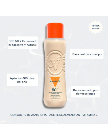 Leche Bronceadora Valquer Zanahorias Fps50 480Ml