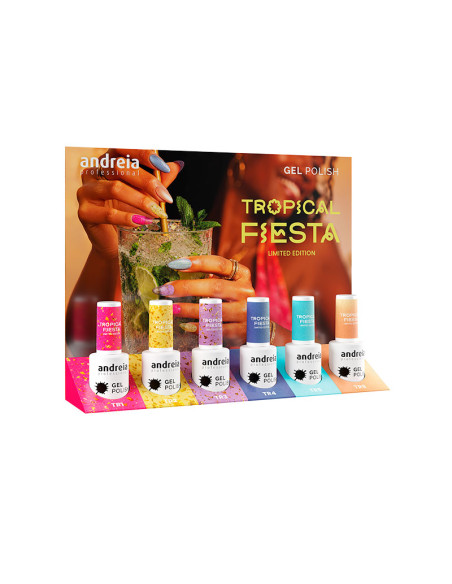 Pack 6 Esmalte Semipermanente Andreia Gel Polish Tropical Fiesta Regalo Expositor