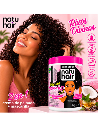 Crema De Peinado + Mascarilla 2 En 1 Natu Hair Divina 1Kg