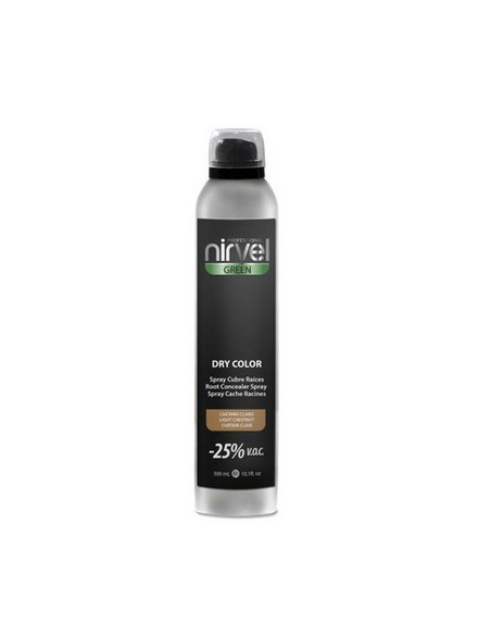Spray Nirvel Dry Color Cubre Raíces Castaño Claro 300Ml