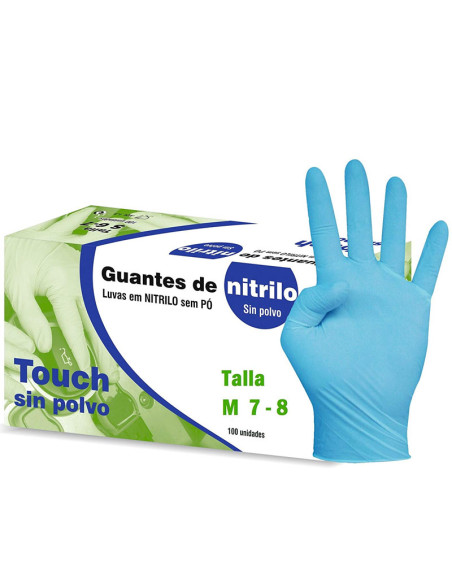 Guantes Nitrilo Azules Sin Polvo Talla M 7/8