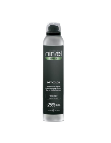 Spray Nirvel Dry Color Cubre Raíces Negro 300Ml