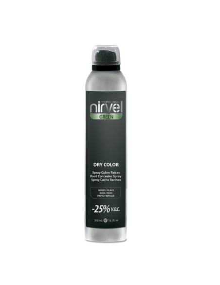Spray Nirvel Dry Color Cubre Raíces Negro 300Ml