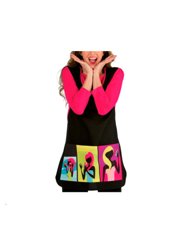 Bata Negra Bolsillo Estampado Mod 21304421 Talla Unica