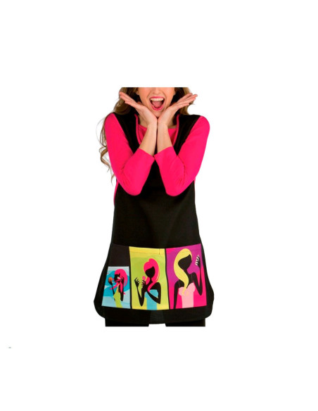 Bata Negra Bolsillo Estampado Mod 21304421 Talla Unica