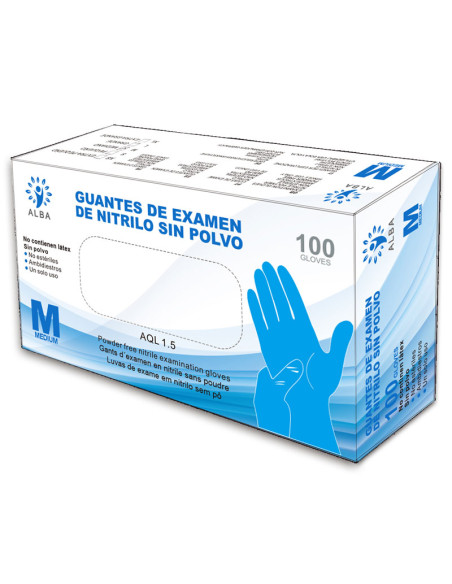 Guantes Nitrilo Azules Sin Polvo Talla M 7/8